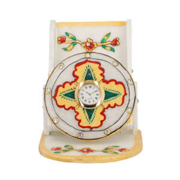 Marble Clock Phone Holder - Yellow and Green - Picture 3 of 8